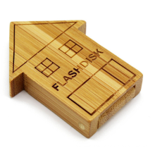 Creative gift wooden house USB flash drive bamboo Usb wooden flip can be customized logo